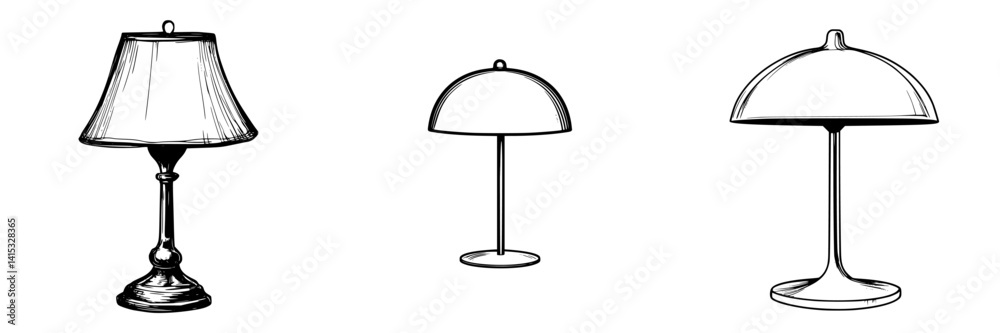 Vector illustration of various lamp designs showcasing unique styles and shapes for home decor and lighting Vector illustration of various lamp designs showcasing unique styles and shapes for home decor and lighting