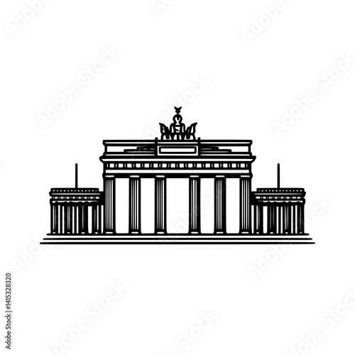 Vector illustration of a historic landmark in Berlin featuring iconic architecture and cultural significance during daytime