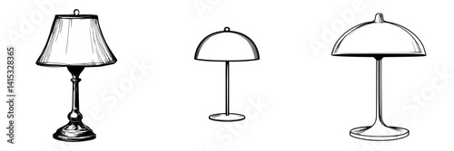 Vector illustration of various lamp designs showcasing unique styles and shapes for home decor and lighting