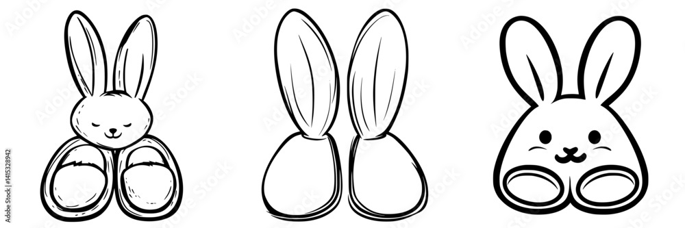 Vector illustration of cute bunny icons designed for playful and whimsical themes Vector illustration of cute bunny icons designed for playful and whimsical themes