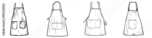 Apron collection featuring four distinct designs ideal for cooking and crafting activities