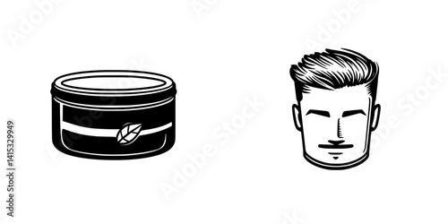 Stylized vector illustration of grooming styling product and modern men's haircut
