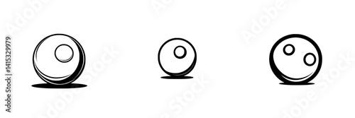 Vector illustration of three abstract spheres arranged in a row, showcasing varying sizes and simple design elements