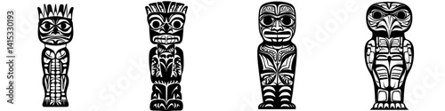Traditional tribal totem vector illustration showcasing cultural heritage and artistry of indigenous peoples