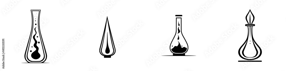 Fototapeta premium Vector illustration of laboratory glassware including flasks and droppers used in scientific experiments