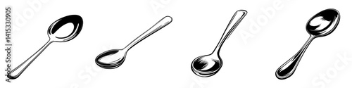 Vector illustration of various spoon designs showcasing different styles and shapes used for dining and cooking purposes