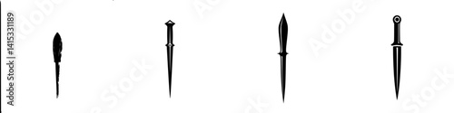Vector illustration icon showcasing various knife designs with distinct shapes and features, ideal for culinary contexts