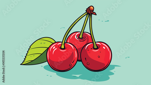Cherry Fruit Vector Illustration Sketch Style EPS