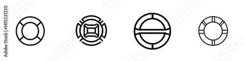 Vector illustration of various life ring icons representing safety and rescue at sea