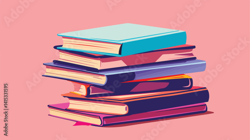 Stacked Colorful Irregular Books Vector Illustration