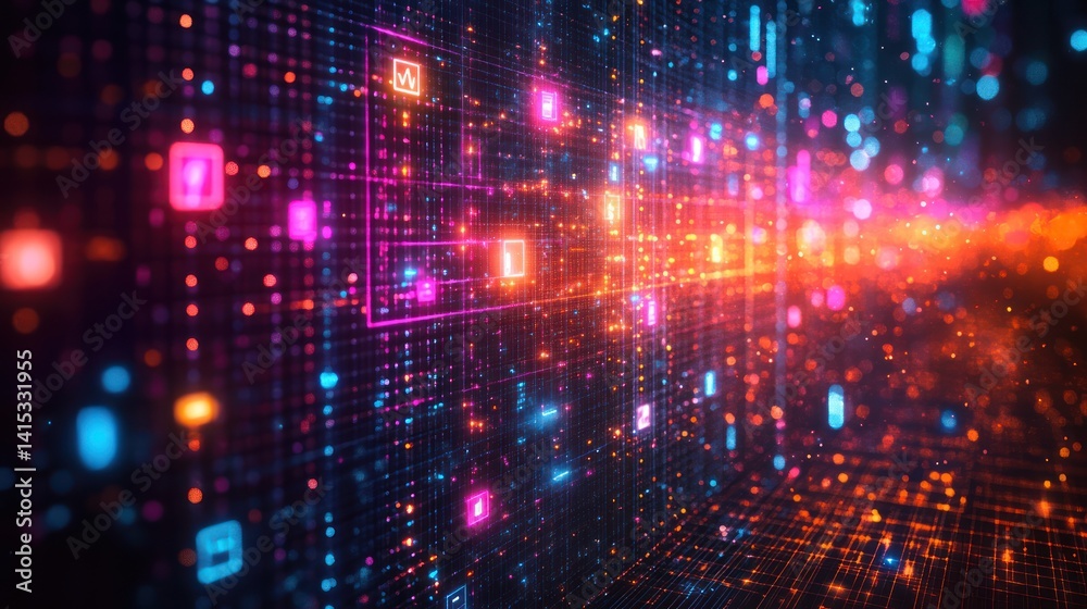 Abstract digital data stream, glowing network. Abstract digital data stream, glowing network.