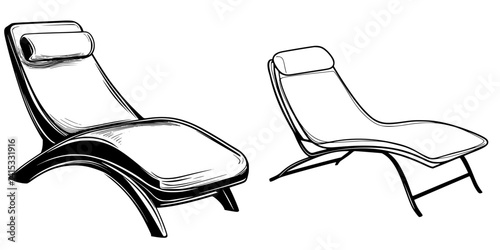 Chic vector illustration of modern lounge chairs showcasing sleek design and comfortable shapes for contemporary interiors