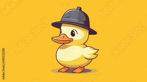 Adorable Duck Wearing Cap - Tiny Small Wild Animal Isolated EPS