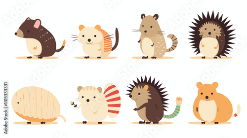 Adorable Armadillo Mouse Hamster in Safari Jungle Wildlife Scene