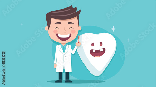 Dentist Wearing Mask Holding Big Tooth - Professional Dental Concept