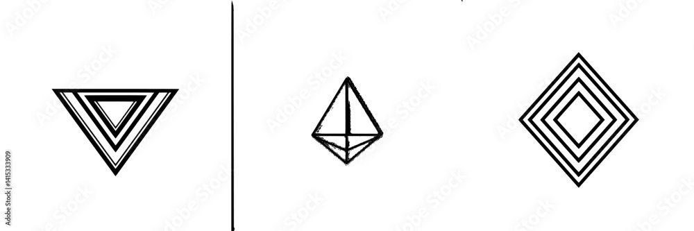 Geometric vector illustration of abstract shapes on a plain background showcasing intricate line designs and patterns Geometric vector illustration of abstract shapes on a plain background showcasing intricate line designs and patterns