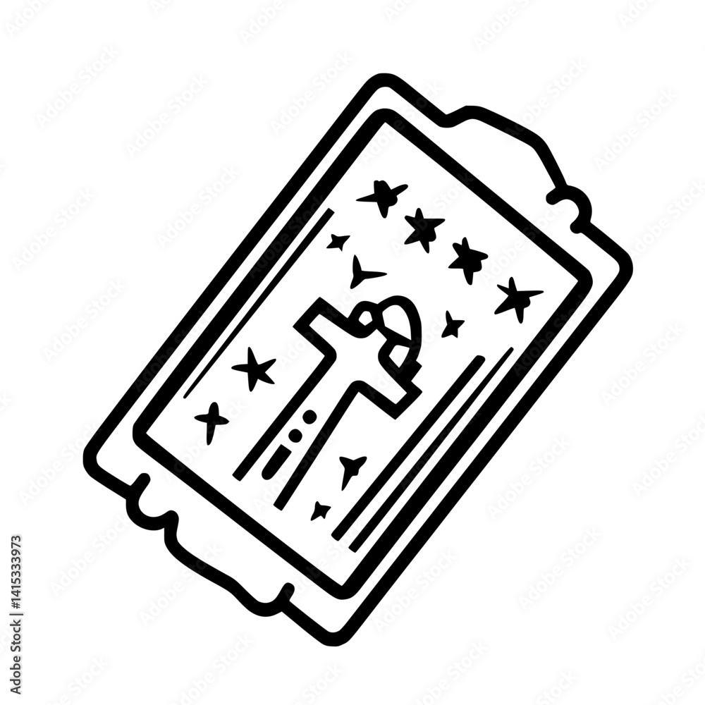 Vector illustration of a decorative ticket featuring a cross and stars design for cultural or festive events Vector illustration of a decorative ticket featuring a cross and stars design for cultural or festive events