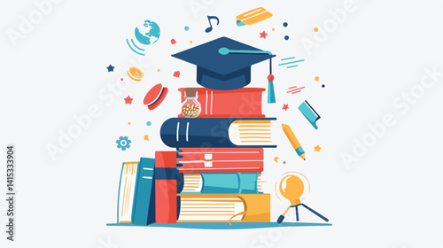 Modern Education Design on White Background Vector Illustration