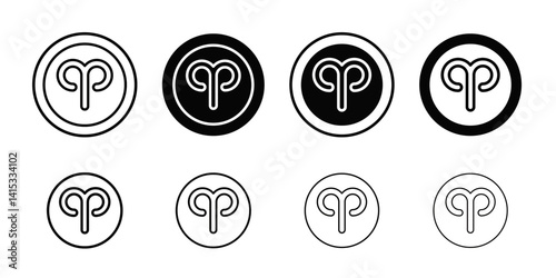 Aries zodiac sign icon Black and white outline vector