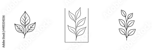 Vector illustration of different leaf designs suitable for nature-themed projects and eco-friendly branding materials