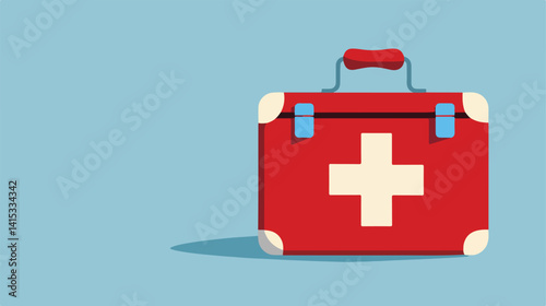 Professional First Aid Symbol on Blue Background Vector Illustration