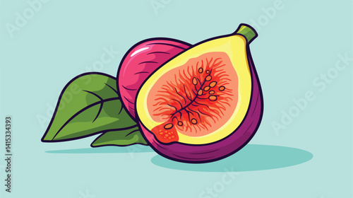 Fig Fruit Vector Illustration in One Line Sketch Style
