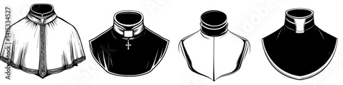 Vector illustration icons of various traditional collars often worn in religious ceremonies
