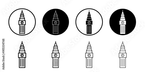 Big Ben icon Black and white outline vector