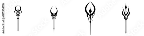 Unique vector illustration of decorative spear designs suitable for various artistic applications and creative projects