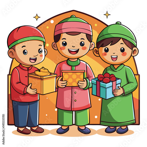 Happy children with gifts