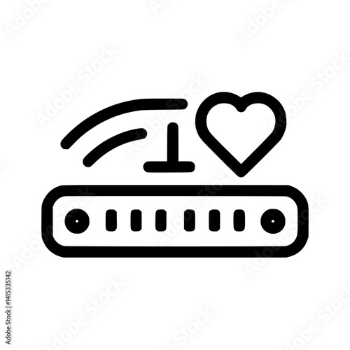 Vector illustration of a harmonica with a heart symbol signifying love for music and creativity