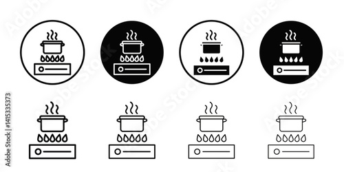Burner Gas Stove icon Black and white outline vector