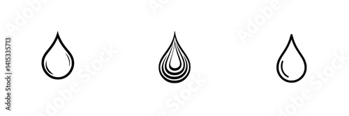 Creative vector illustrations of different water droplet designs showcasing various styles and shapes