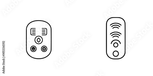 Vector illustration icon of remote control devices with buttons and signals for various functions