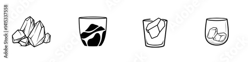 Vector illustration of ice cubes in various shapes for beverage designs and graphics