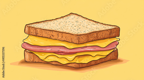 Grilled sandwich press marks and layers