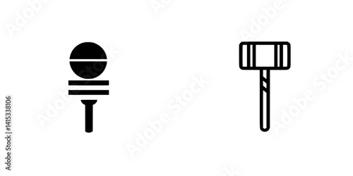 Vector illustration of a gavel and a judge's mallet used in legal proceedings in a courthouse setting