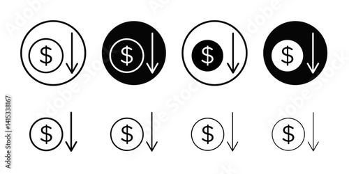 Economic Loss icon Black and white outline vector