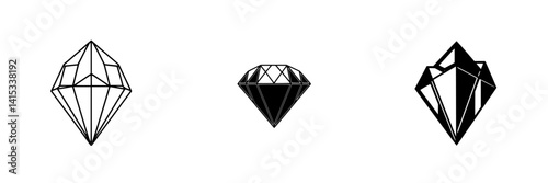 Elegant vector illustration of three distinct diamond shapes depicting geometric design and luxury aesthetics