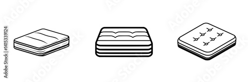 Different styles of mattresses illustrated in vector format showcasing various features and designs for comfortable sleep solutions