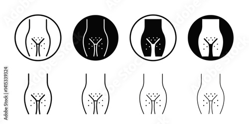 Genital rash icon Black and white outline vector