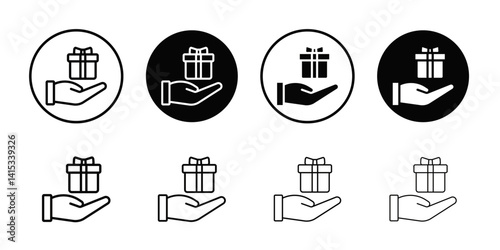 Free gift icon Black and white outline vector