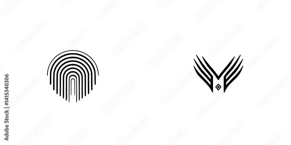 Modern vector illustration icons featuring abstract designs with curved lines and sharp angles Modern vector illustration icons featuring abstract designs with curved lines and sharp angles