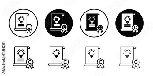 Intellectual property and copyright icon Black and white outline vector