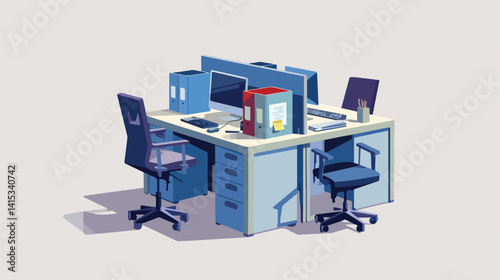 Modern Work Cubicles Vector Illustration for Professional Office Environment