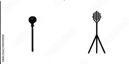 Vector illustration of a microphone and speaker stand perfect for music events and audio production