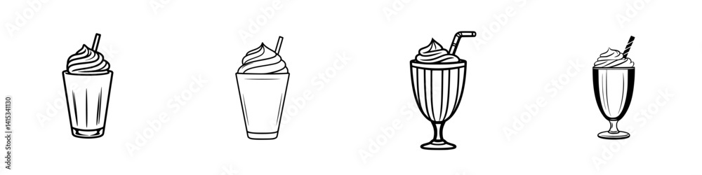 Delicious variety of ice cream desserts in vector illustration style perfect for menus or food-related designs Delicious variety of ice cream desserts in vector illustration style perfect for menus or food-related designs