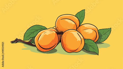 Apricot Fruit Vector Illustration One Line Sketch