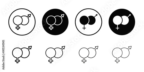 Male, female symbols icon Black and white outline vector