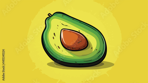 Avocado Fruit Vector Illustration in One Line Sketch Style